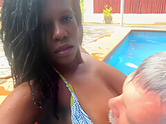 The Taboo Dip, Interracial Couple Nearly Get Caught Having A Moment At The Pool – Black Swan